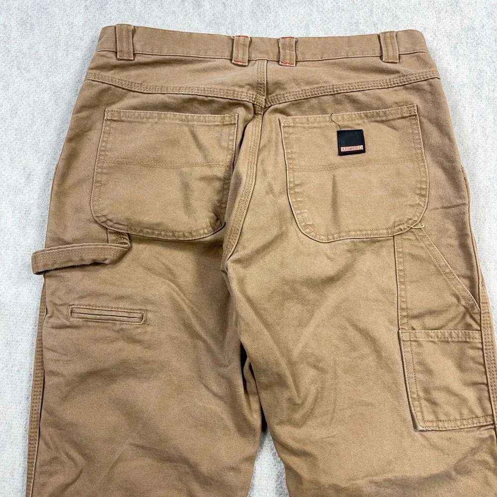 Craftsman Pants Men 32x30 Brown Carpenter Duck Canvas Baggy Work Wear Worn‎